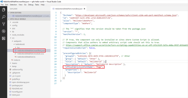 SharePoint Framework - Configure SPFx WebPart Icon