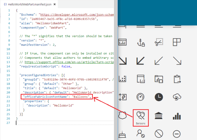 SharePoint Framework - Configure SPFx WebPart Icon