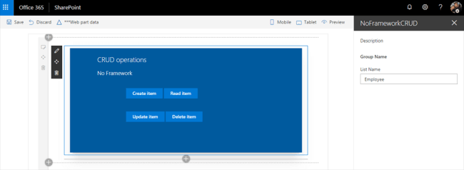 CRUD operations using No Framework