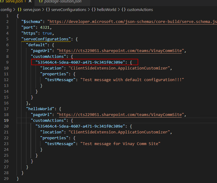 CustomActions property