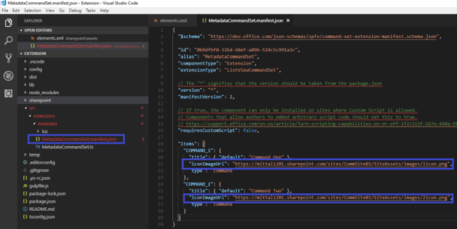 SharePoint Framework (SPFX) Extension - Add Custom Icon To List View Command Set