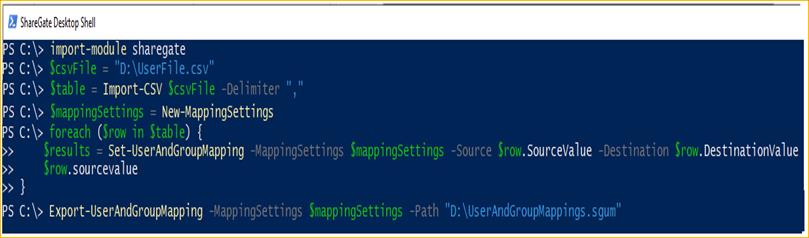 SharePoint Online -Mapping Multiple Of Users Dynamically In ShareGate Migration Tool