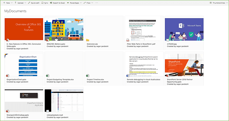 SharePoint Online Modern Document Library View Formatting - Thumbnail Along With Extension Icon And Created By