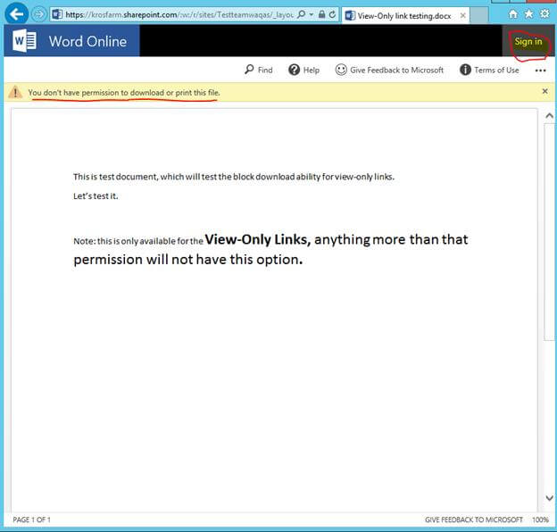 SharePoint Online And OneDrive, Block Download For View Only Links