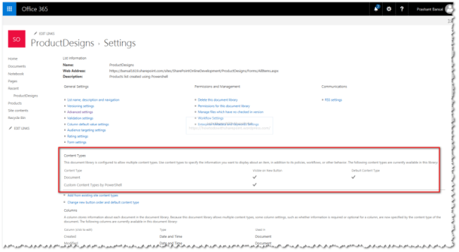 Working With List Content Types Using PowerShell