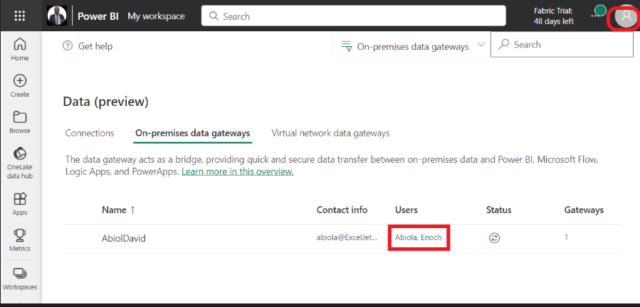 On-premises data gateway