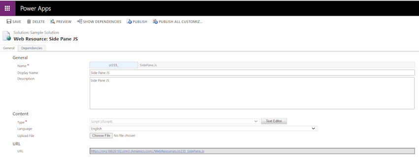 Web Resource: Side Pane JS