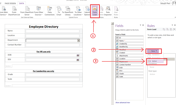 Show/Hide Controls In InfoPath Form For SharePoint Lists