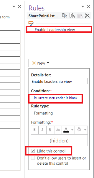 ​Show/Hide Controls In InfoPath Form For SharePoint Lists