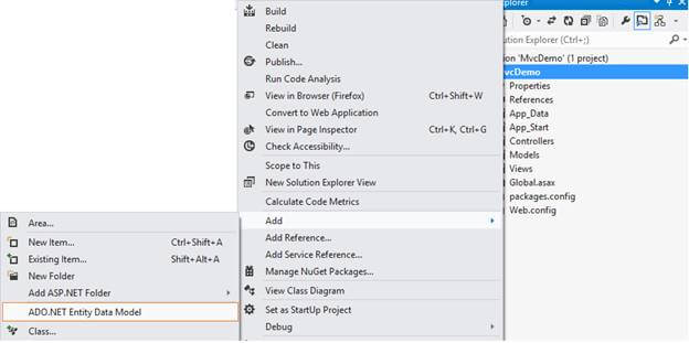 select ADO.NET Entity Data Model