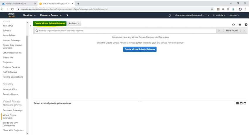 Site to Site VPN (AWS to Azure)