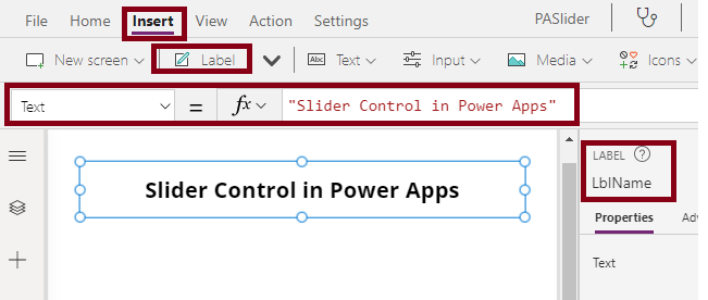 Slider Control in Power Apps