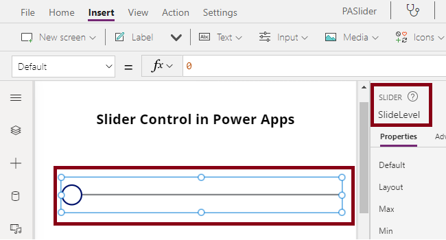 Slider Control in Power Apps