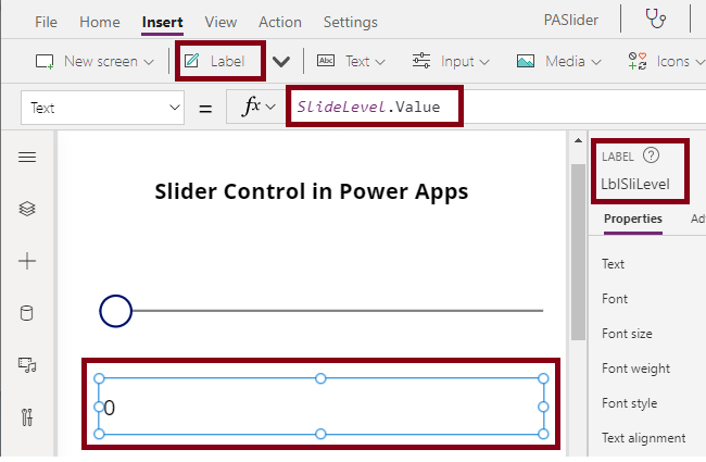 Slider Control in Power Apps