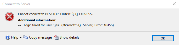 Login failed for user 'sa'. Microsoft SQL Server, Error 18456