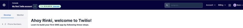 Twilio dashboard