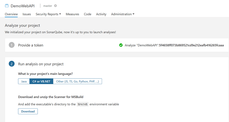 SonarQube Configuration For .NET Core Web API