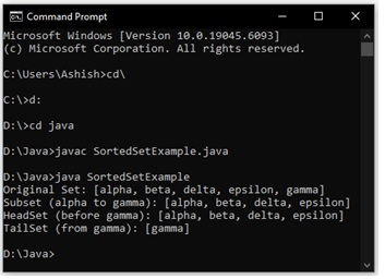 SortedSet Interface and Iterator Interface