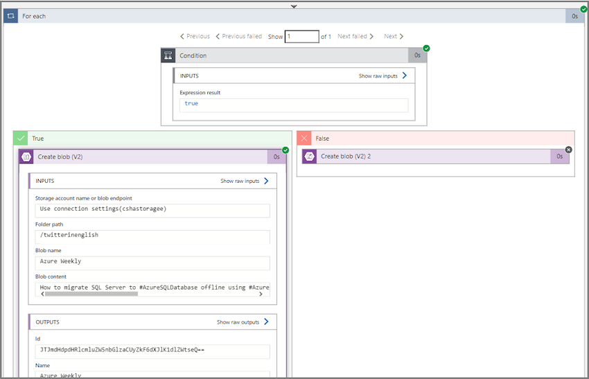 Split and Store the different language tweets in blob storage Using Azure Logic App