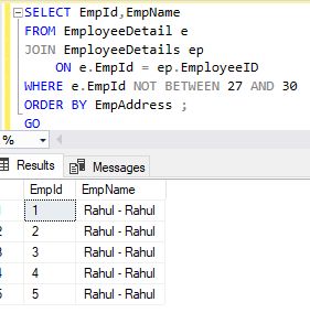 SQL BETWEEN Statement