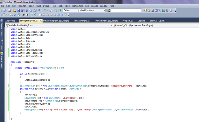 SQL Server DB Backup Using Stored Procedure In WinForm Application