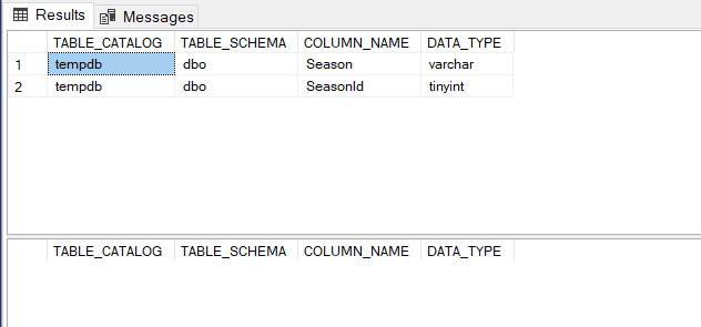 SQL Table result