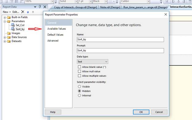 SSRS Interactive Sorting