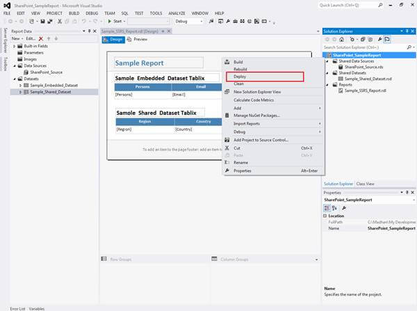 Deploy Bulk SSRS Reports In SharePoint From BIDS Or SSDT