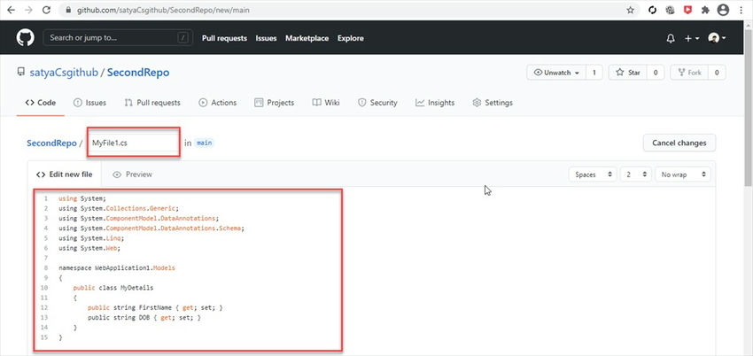  Repository in GitHub 