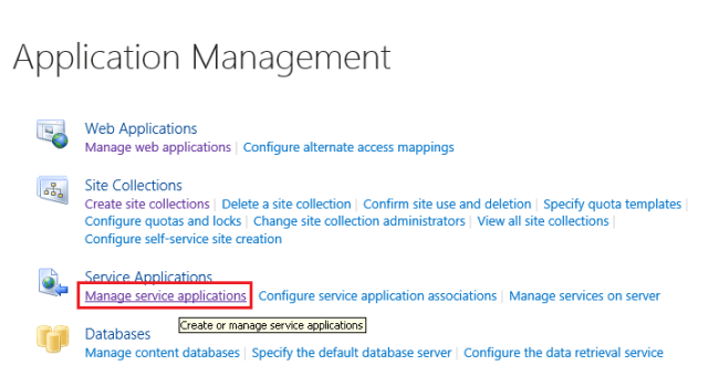 Manage Service Application