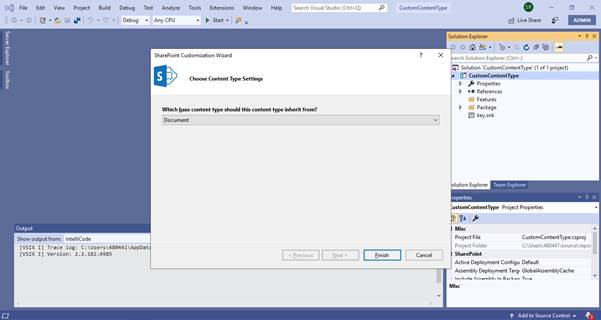 Steps To Create Content Type Using Visual Studio