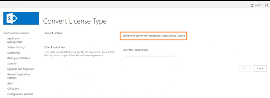Steps to upgrade SharePoint 2019 license key