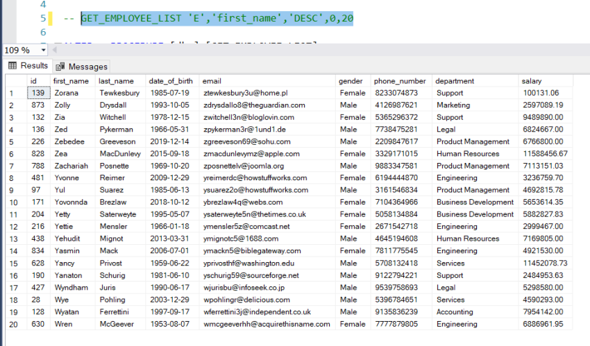 Stored Procedure With Searching, Sorting And Pagination In SQL Server