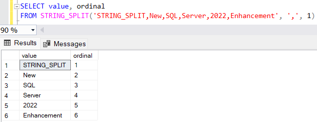 STRING_SPLIT() Ordinal New T-SQL Enhancements in SQL Server