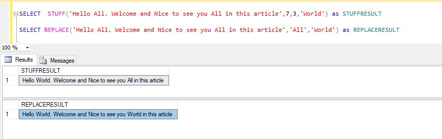 STUFF() And REPLACE() In SQL Server