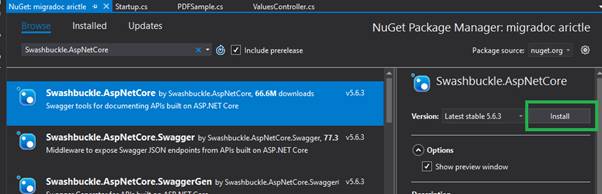 Swashbuckle And ASP.NET Core