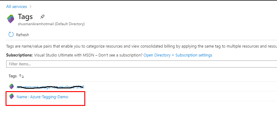 Tagging in Azure Resource Groups