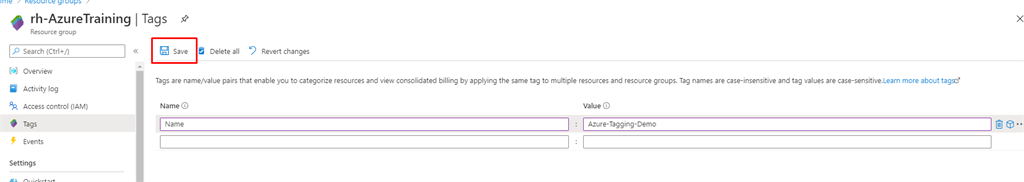 Tagging in Azure Resource Groups