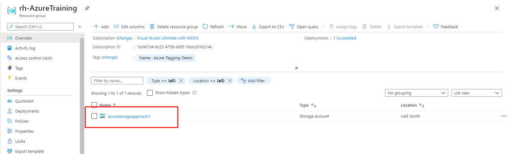 Tagging in Azure Resource Groups