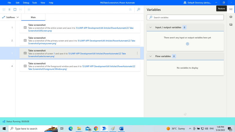 Take Screenshot Action in Desktop Flow Using Microsoft Power Automate
