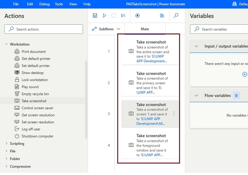 Take Screenshot Action in Desktop Flow Using Microsoft Power Automate