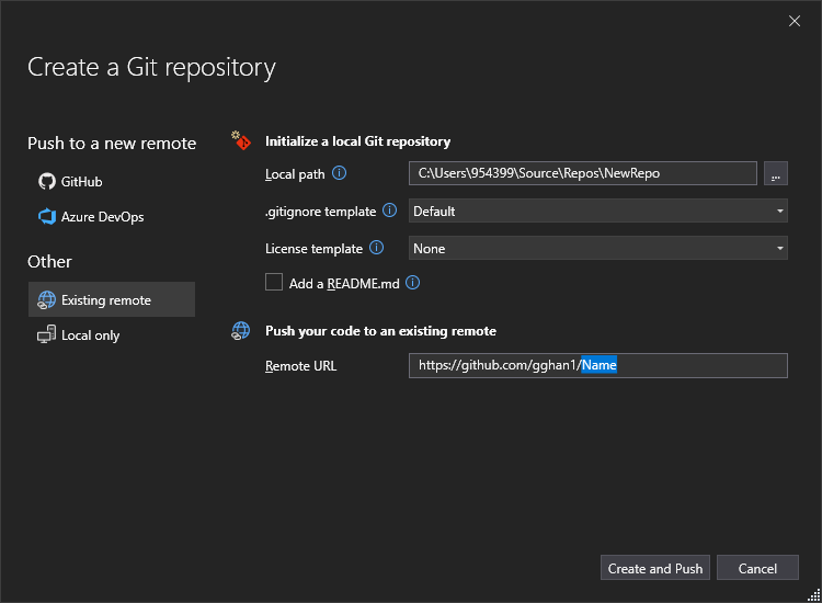 Create a Git Hub Repository from Visual Studio