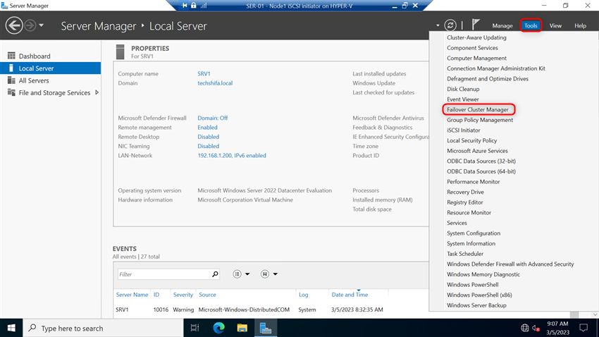 Install And Configure Two Node Failover Cluster