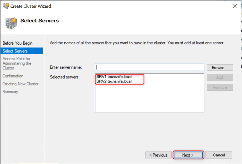 Install And Configure Two Node Failover Cluster