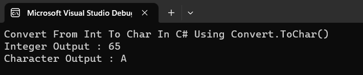 Output Convert.ToChar()