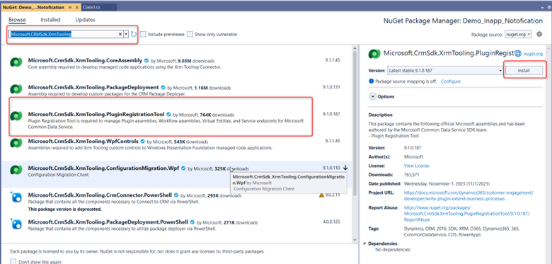 Install Nuget package