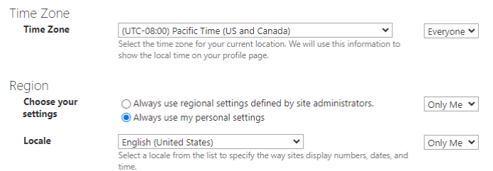Always use personal settings