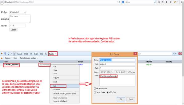edit cookie in Firefox