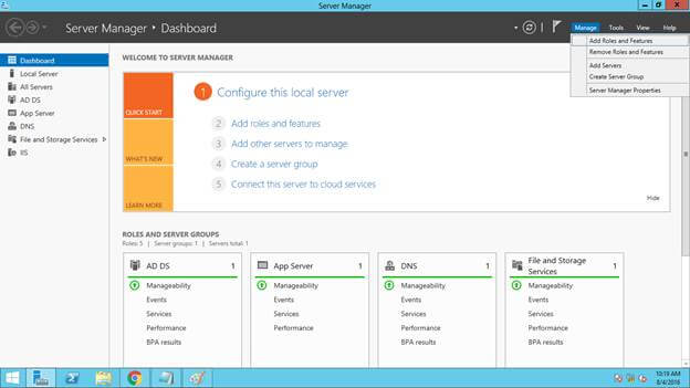 Add roles and features
