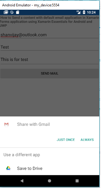 How To Send A Content With Default Email Application In Xamarin Forms Application Using Xamarin Essentials For Android And UWP